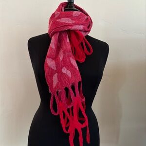 Handmade Scarf with Fringe Detailing. Includes matching gloves. NWOT.
